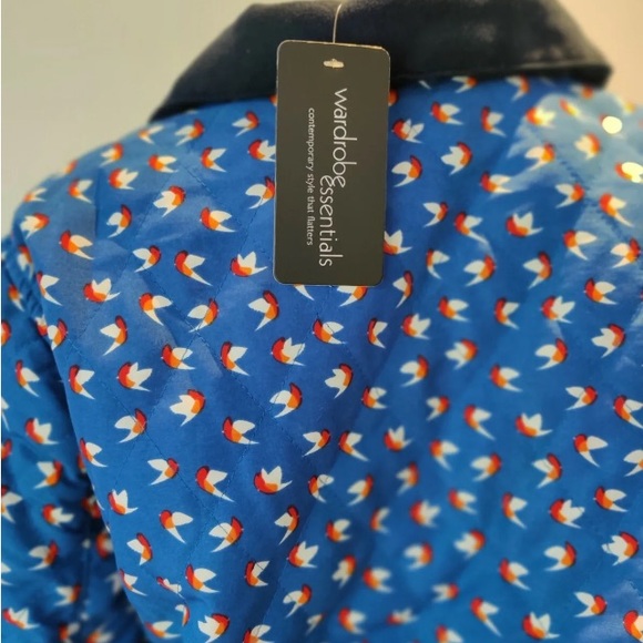BNWT SIZE 14 WARDROBE Blue Multi ditsy bird Lightweight Padded Jacket coat - Picture 13 of 13